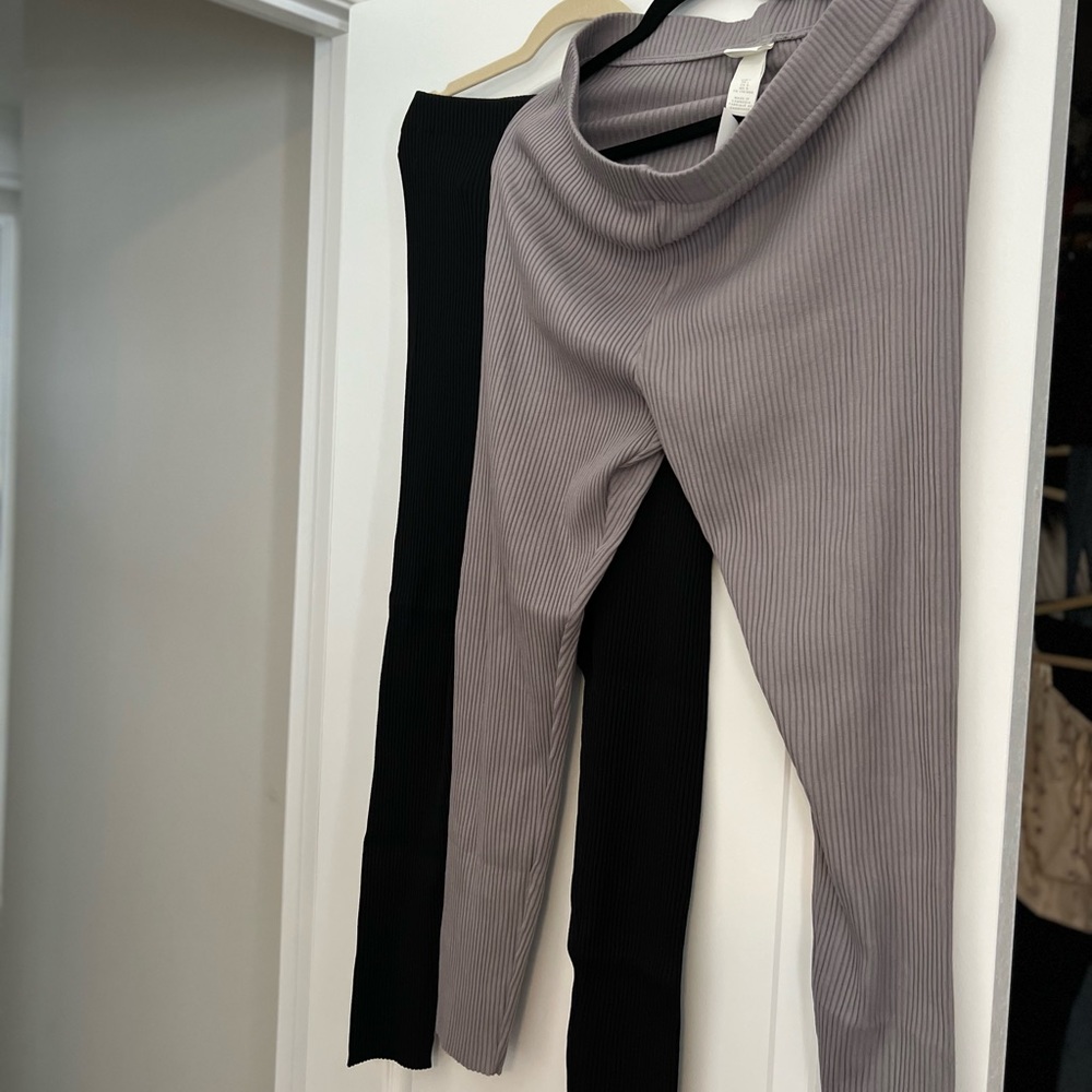 H&M large new leggings black pair and gray pair.  Textured style